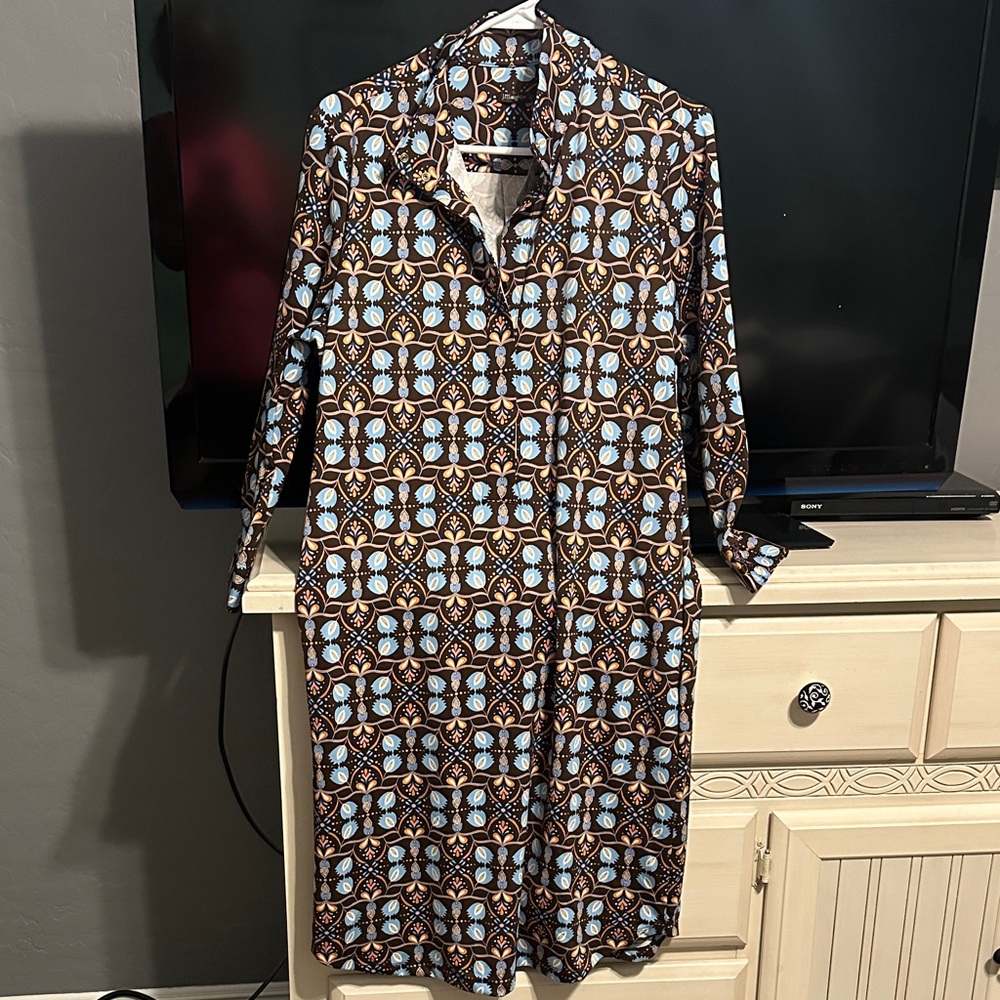 New J. McLaughlin ladies large  Dress in Brown and Blue